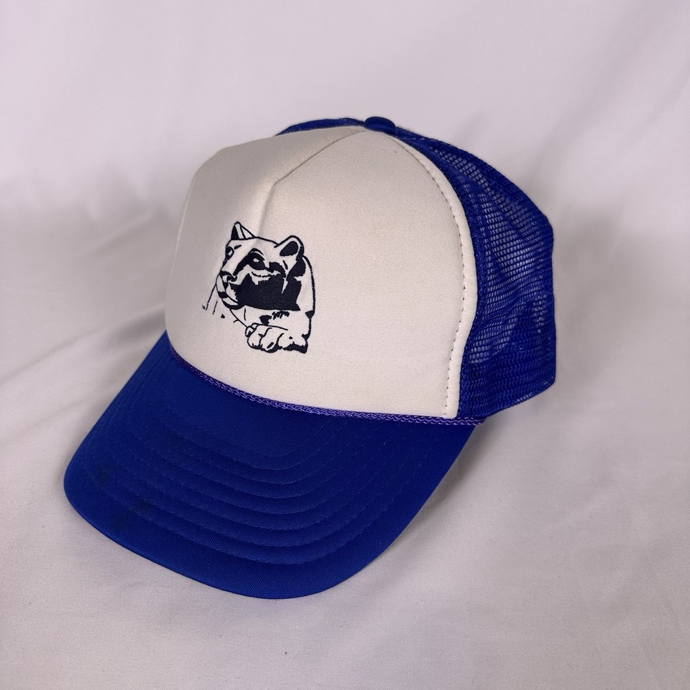 Vintage Penn State Mascot Rope Trucker Hat Nissun Blue White Snapback Mesh Lion